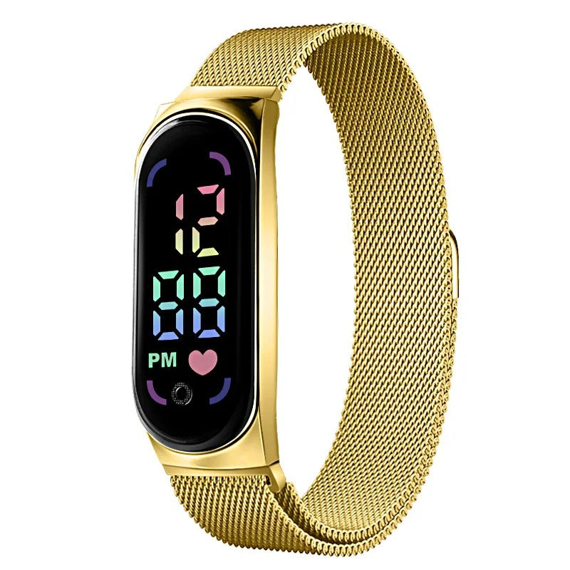 Montre LED à bracelet magnétique pour femme