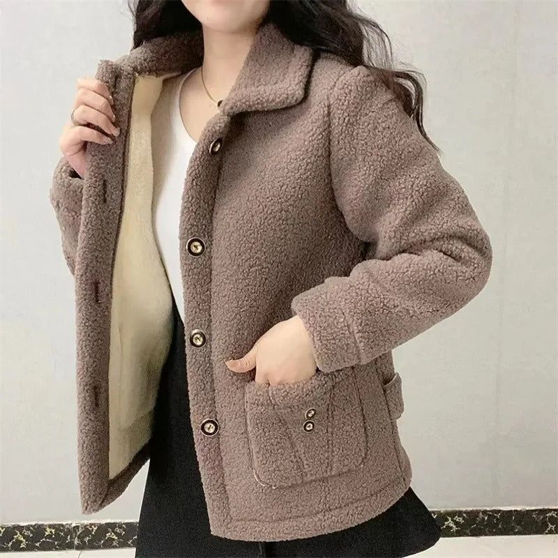 Manteau d'hiver en polaire épaisse pour femmes