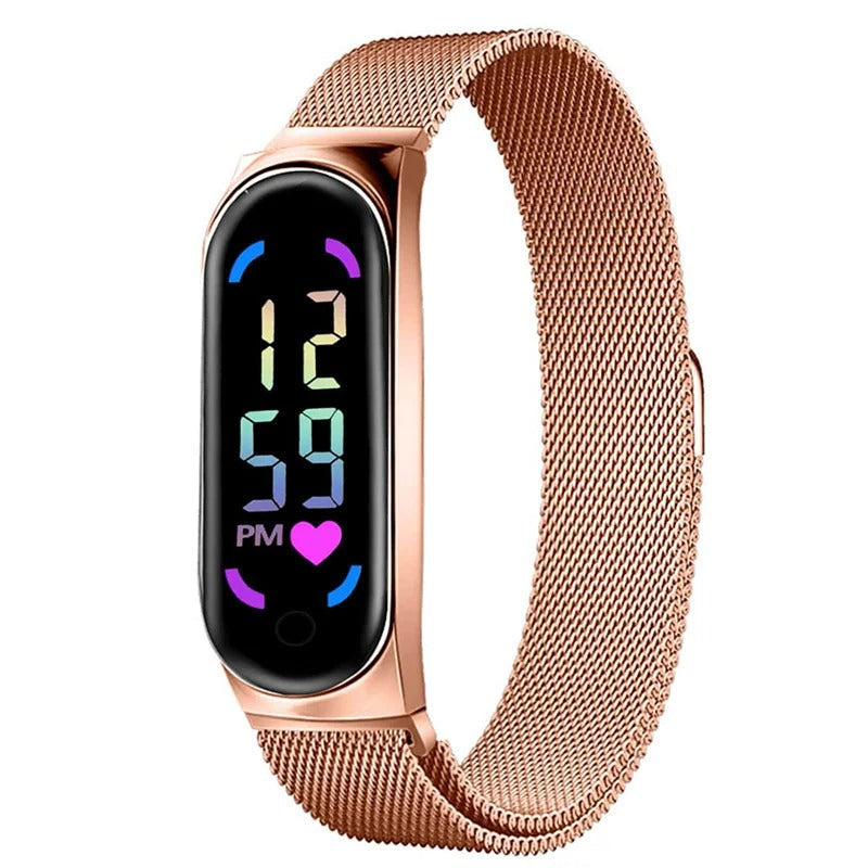 Montre LED à bracelet magnétique pour femme