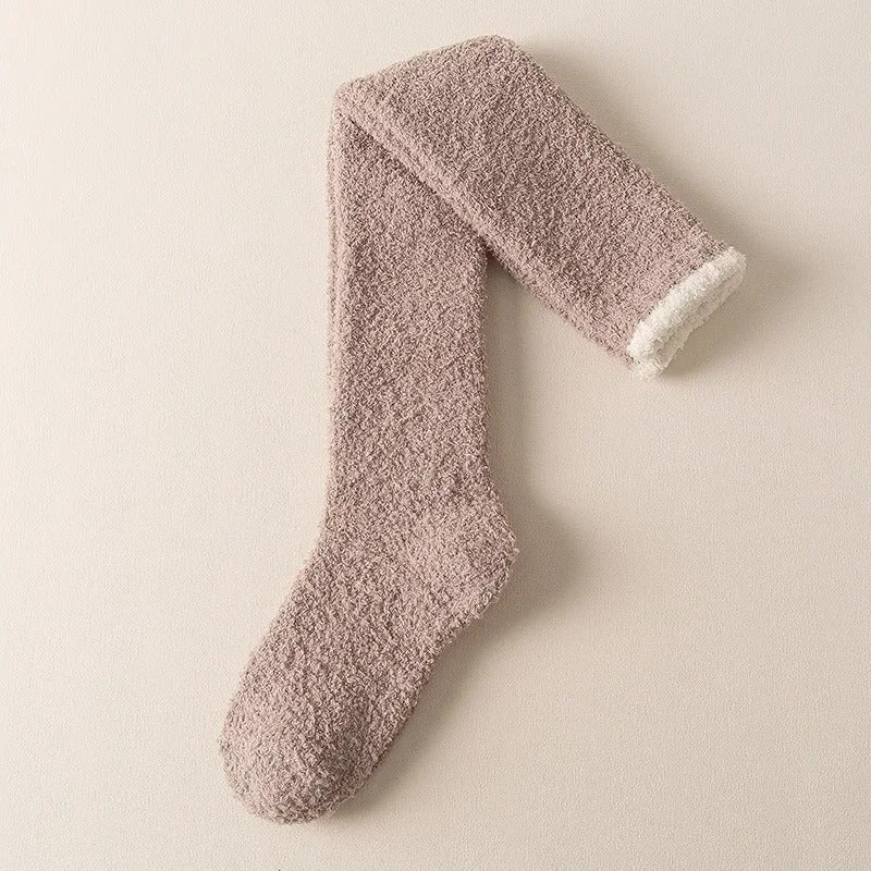 Chaussettes hautes en polaire corail