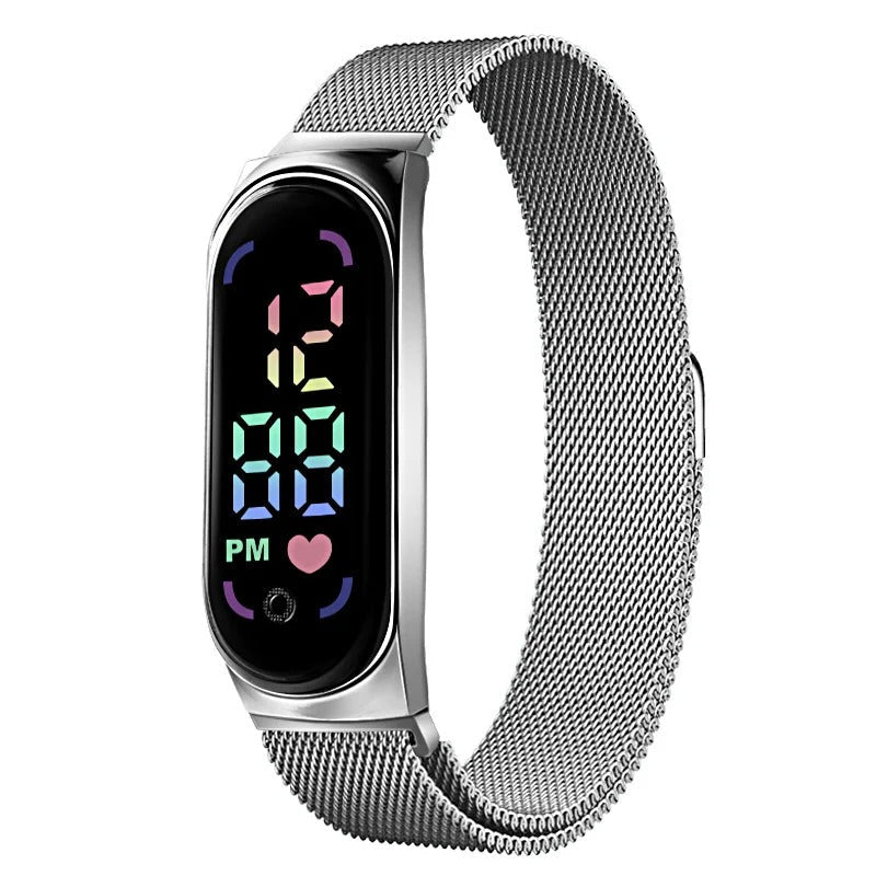 Montre LED à bracelet magnétique pour femme