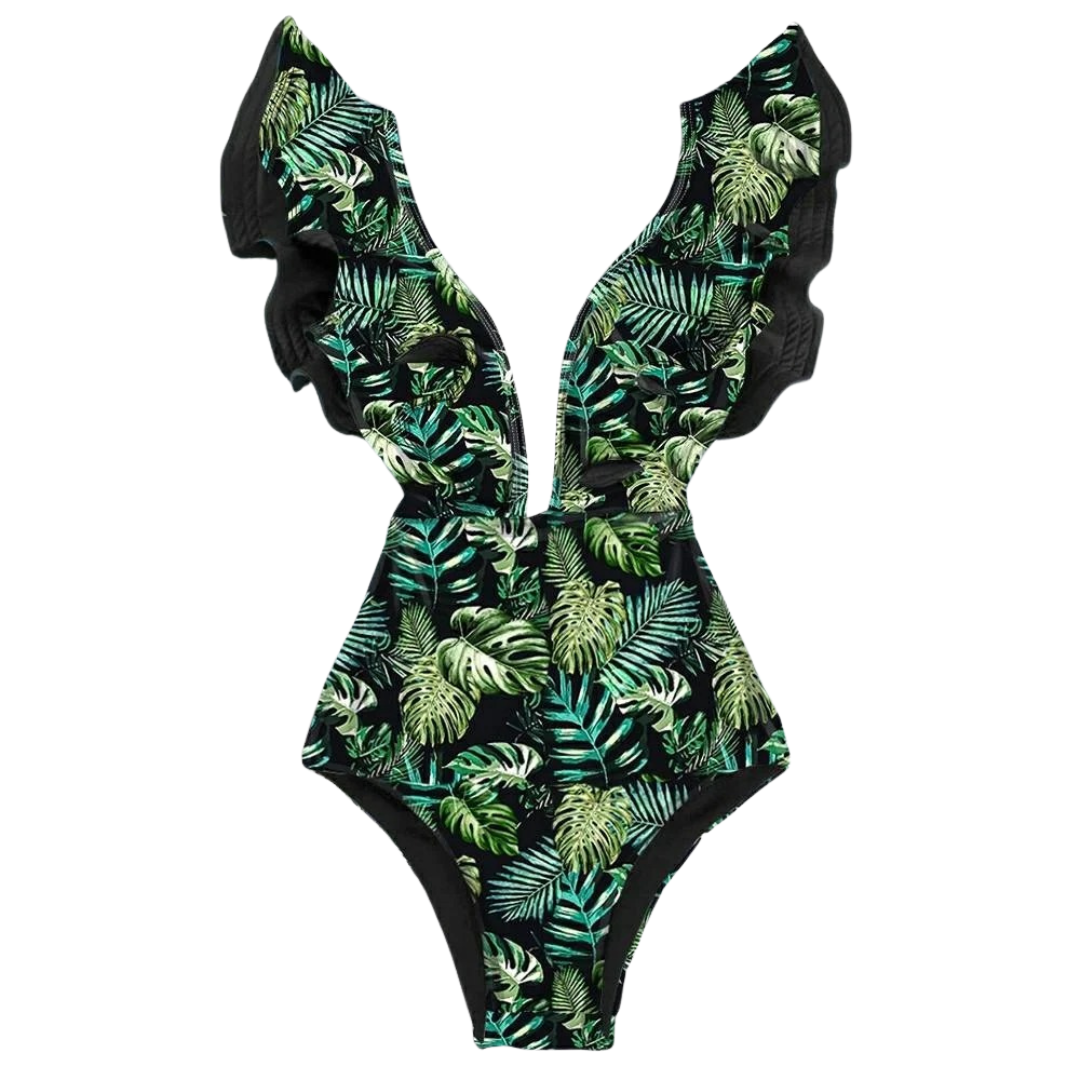 Maillot de bain à volants imprimé floral pour femmes