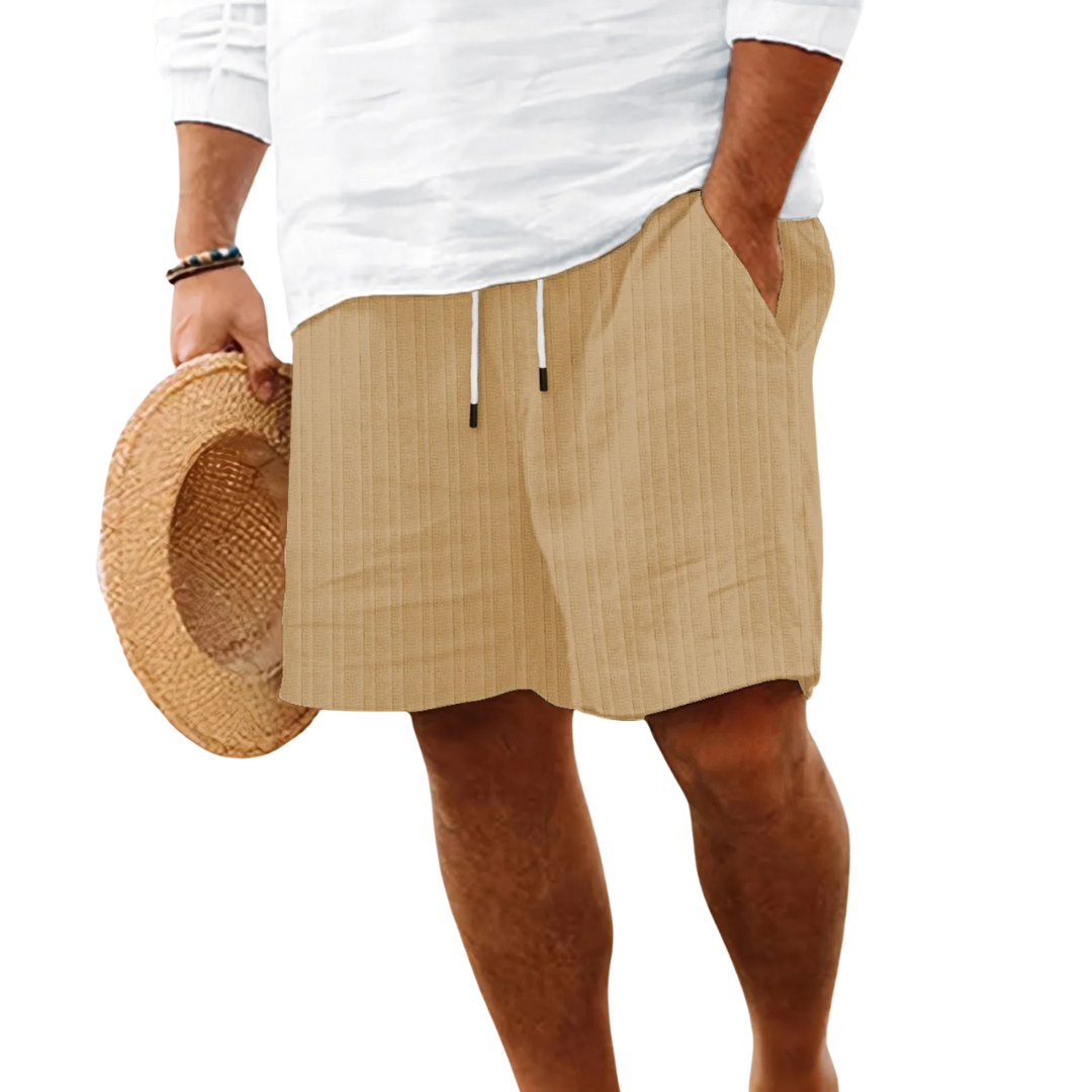 Short décontracté en cordon jacquard rayé pour hommes
