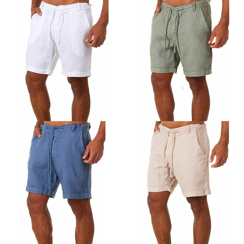 Shorts en coton et lin pour hommes