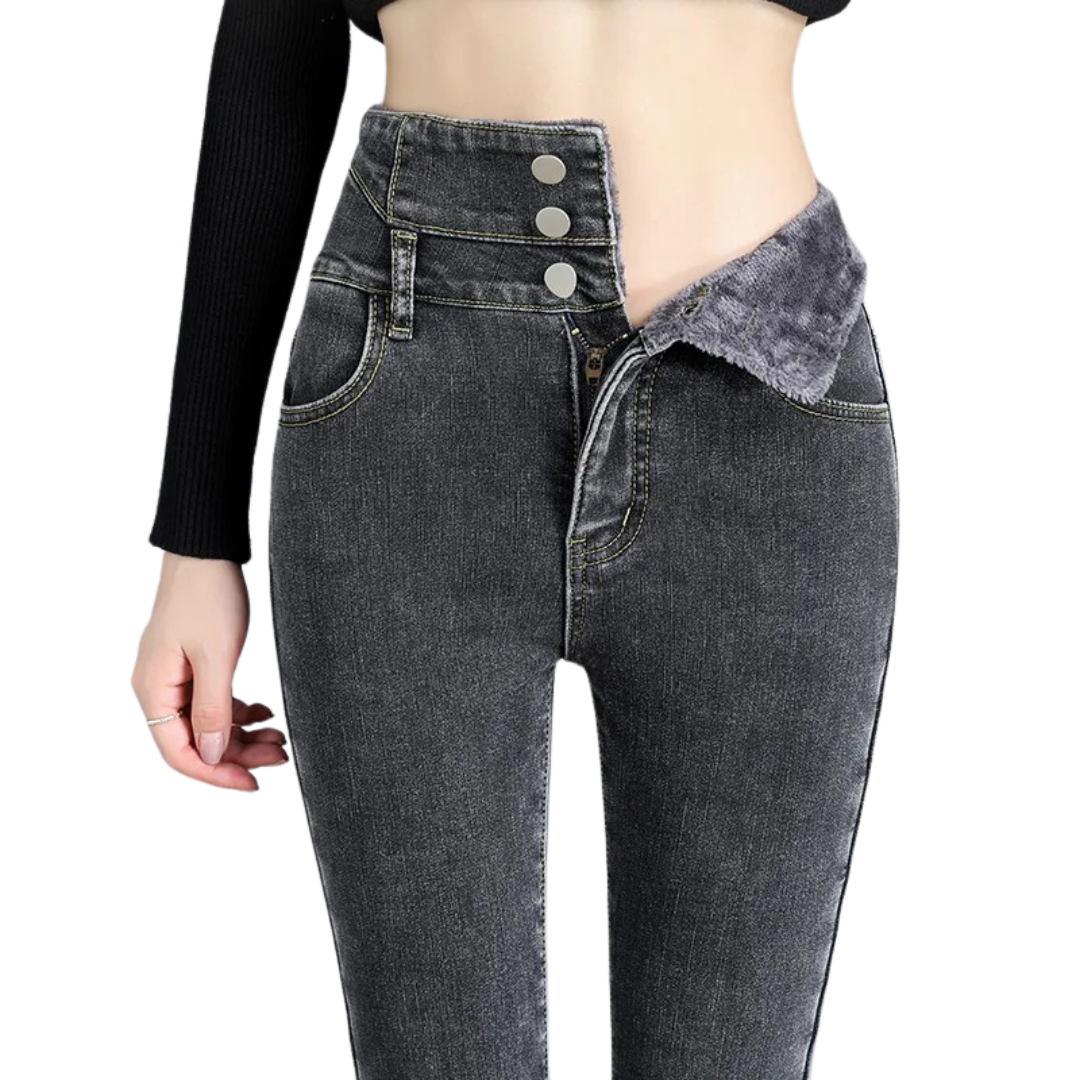 Jeans Skinny Thermique Taille Haute