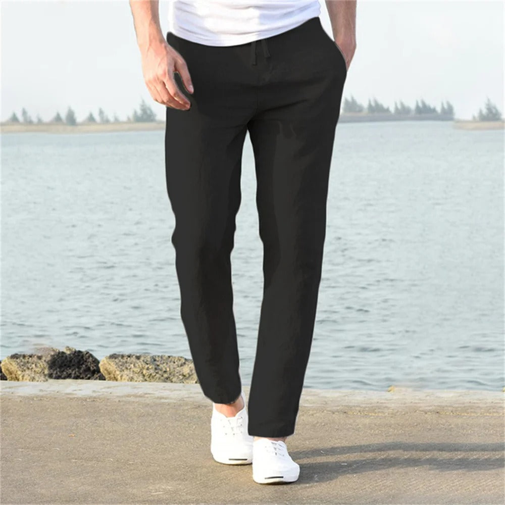 Pantalon homme en coton et lin