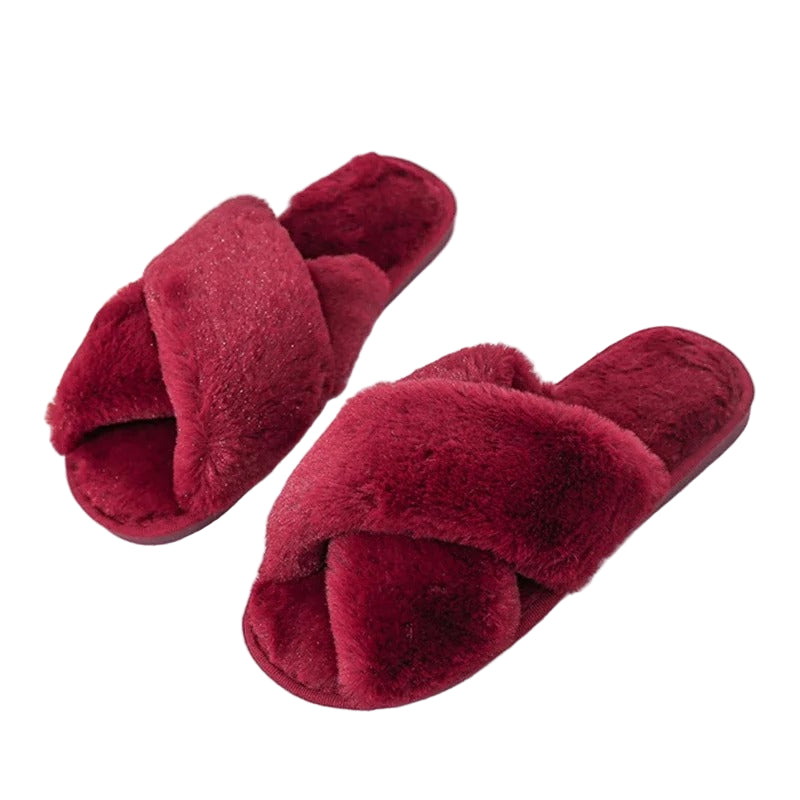 Pantoufle en peluche douce à motif croisé