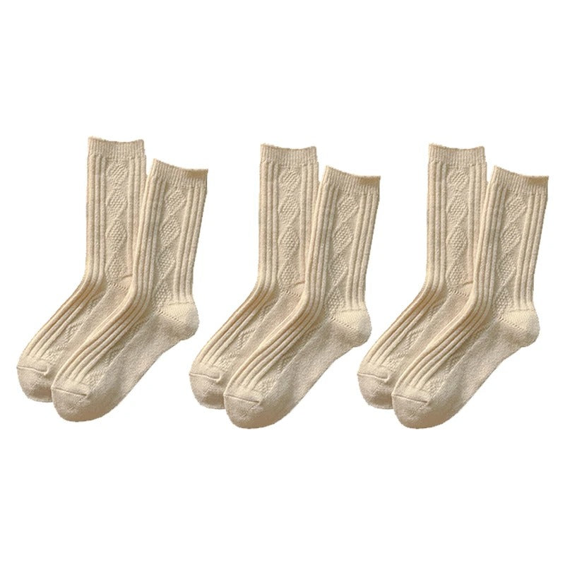 3 paires/ensemble Chaussettes en laine de cachemire pour femmes