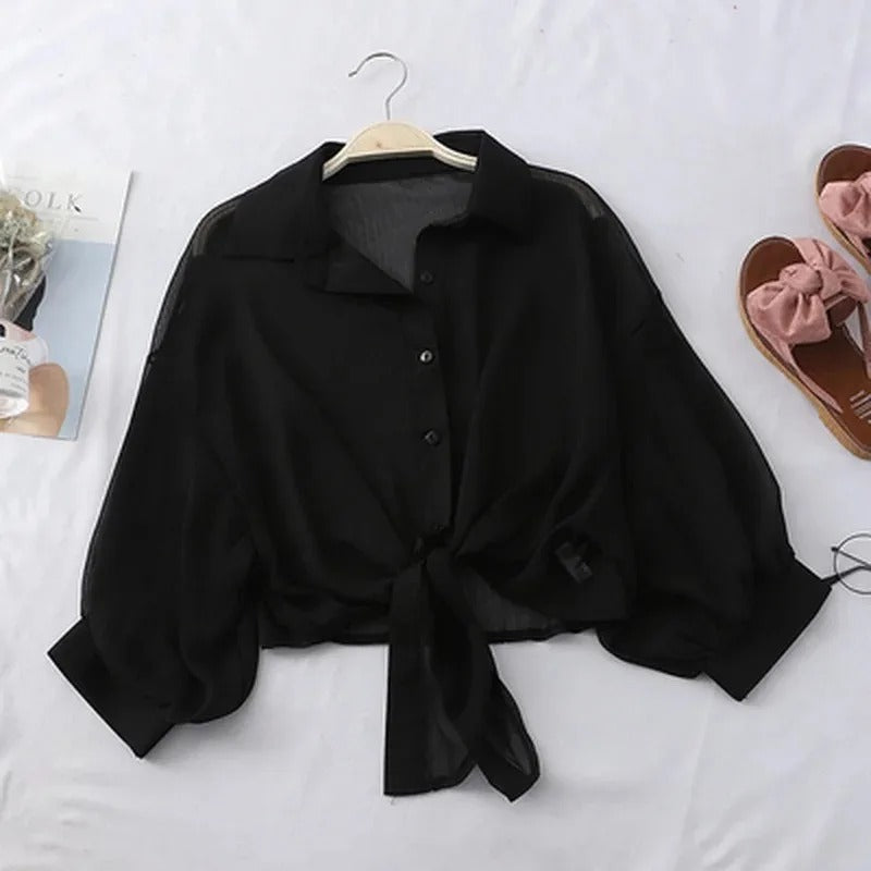 Chemise décontractée en mousseline de soie