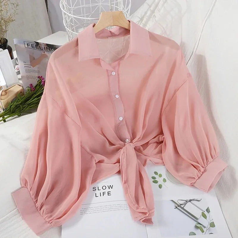 Chemise décontractée en mousseline de soie