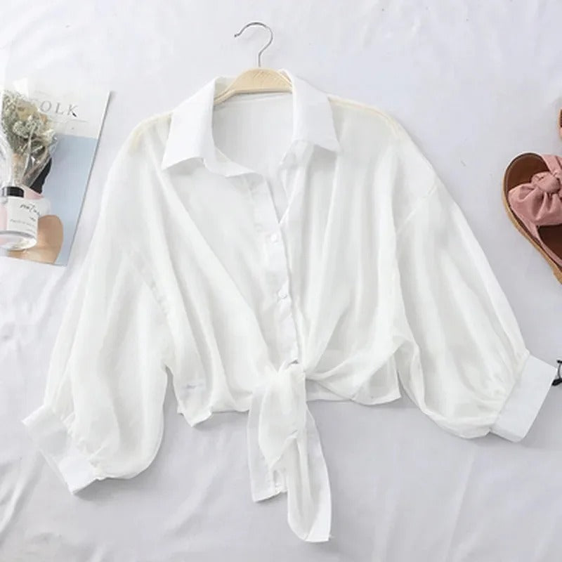 Chemise décontractée en mousseline de soie