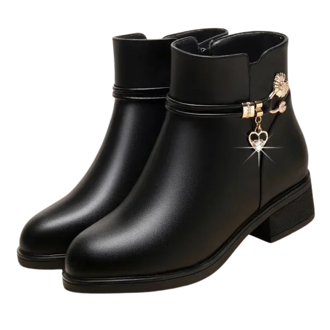 Bottes strass en cuir souple pour femmes