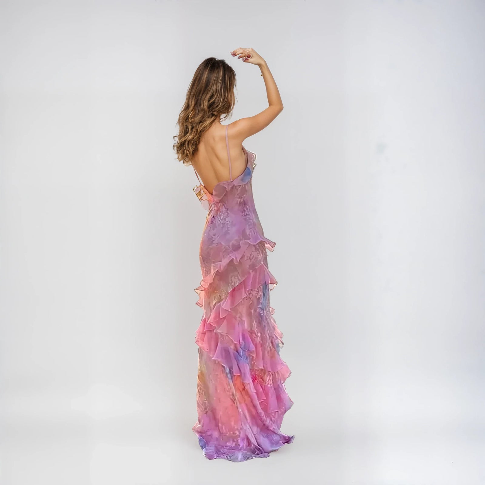 Robe Longue Femme Pastel Romantique en Mesh Léger pour Été-2