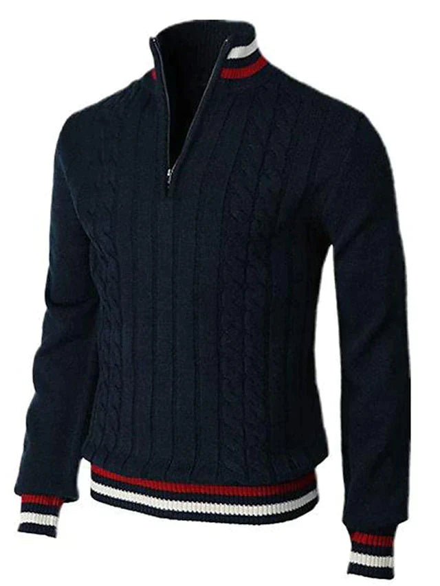 Variant image for Pull Homme Zippé Tricot Doux Élégant-25