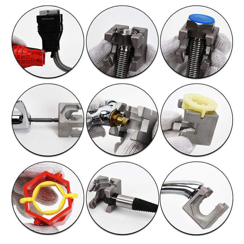 Clé à pipe pliable 18-en-1 pour tuyaux d'eau