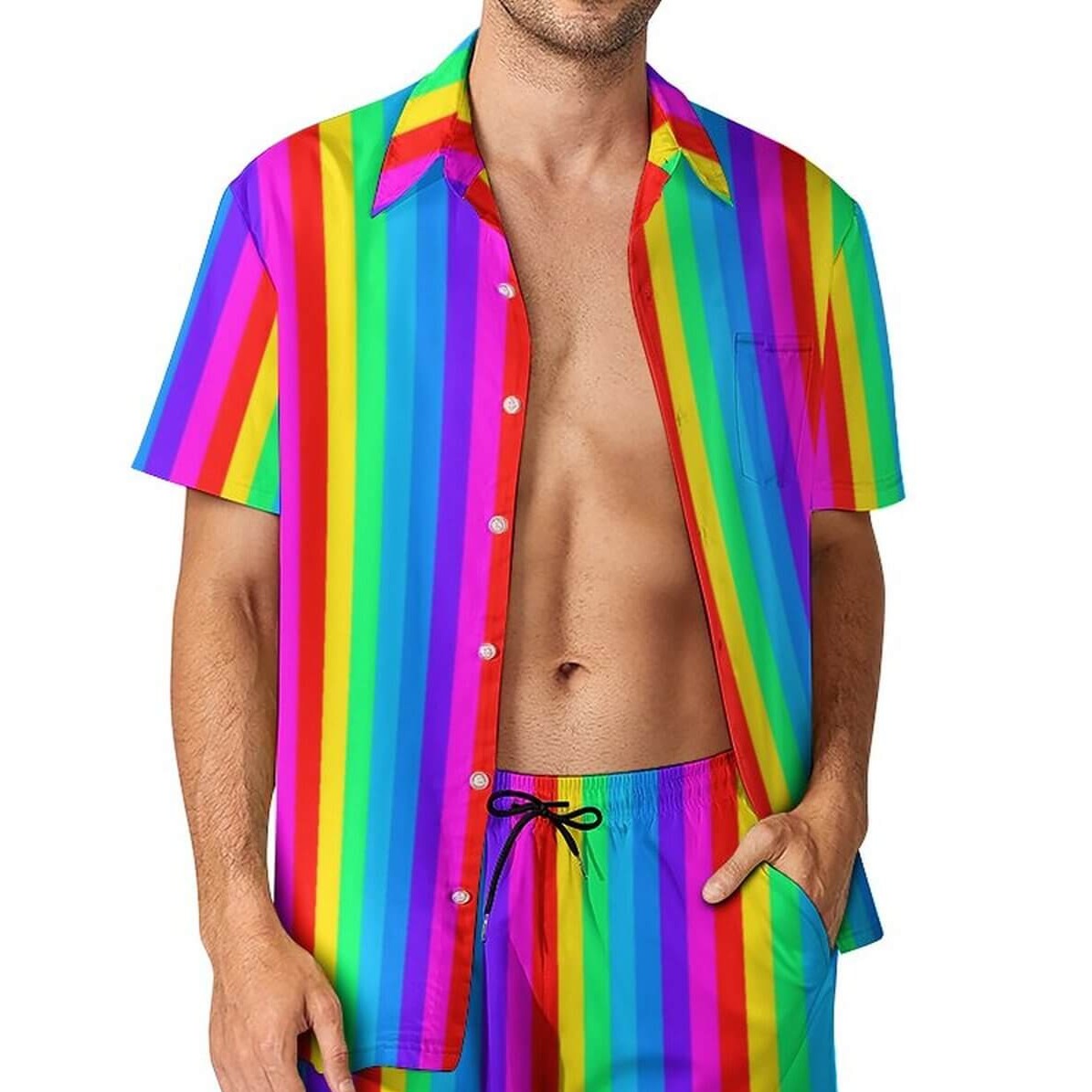 Chemise pour hommes à rayures arc-en-ciel