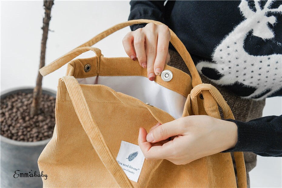 Sac fourre-tout en velours côtelé