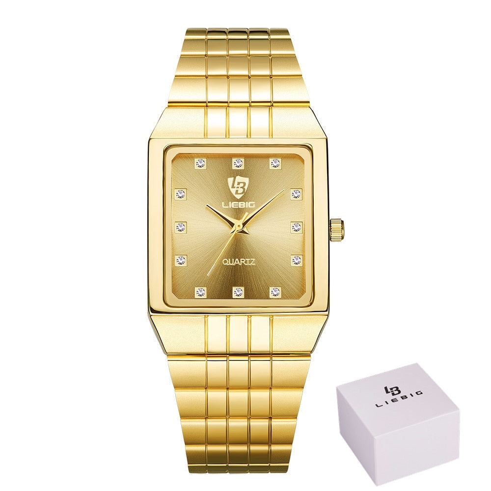 Montre-bracelet carrée en or de luxe