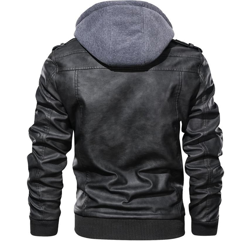 Veste de moto en faux cuir pour hommes