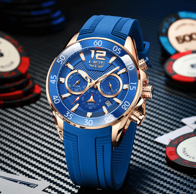 LIGE Montre sportive chronographe de luxe