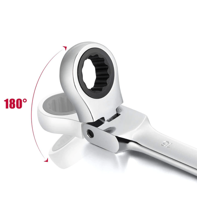 Clé à cliquet pour tubes avec tête flexible