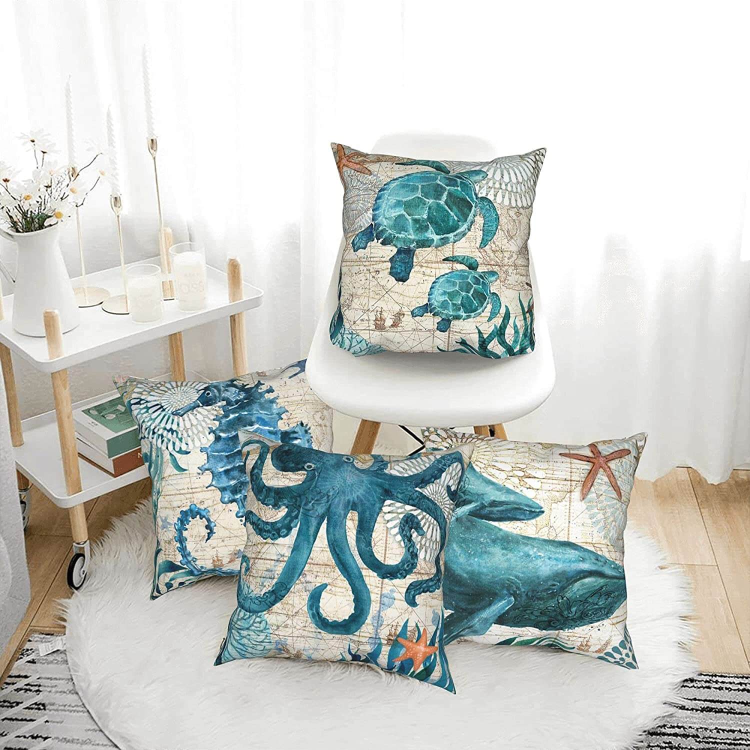 Taies d'oreiller imprimées sur le thème de l'océan