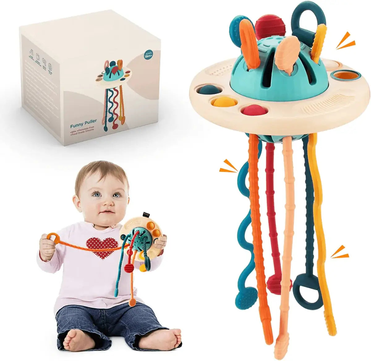 Jouets à tirer en silicone UFO