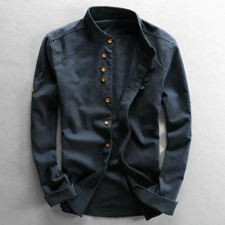 Variant image for Chemisier Homme Style Japonais Élégant Coton Respirant-1