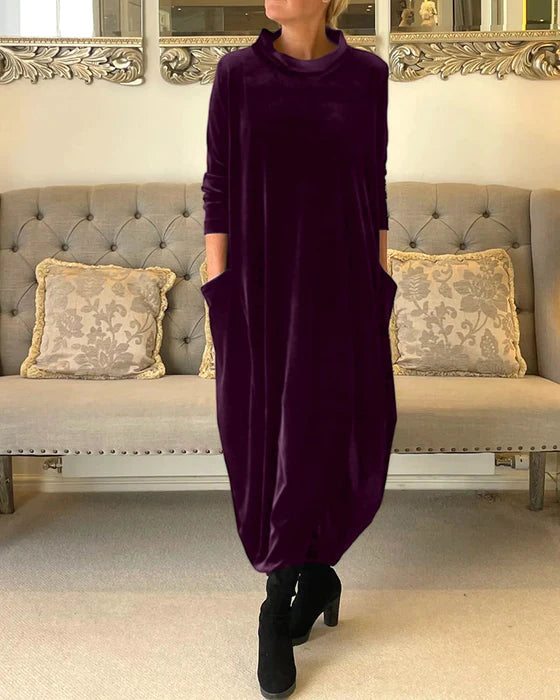 Robe d'Hiver Chic Femme en Tissu Chaud et Confortable-3