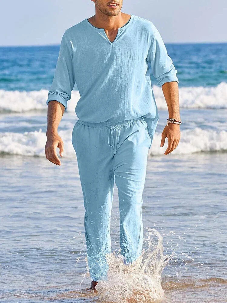Vêtements pour Hommes Ensemble Élégant Pantalons Chemise Tissu Doux 6