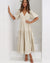 Variant image for Robe Longue Femme Col en V Manches Bouffantes Élégante Polyester-8
