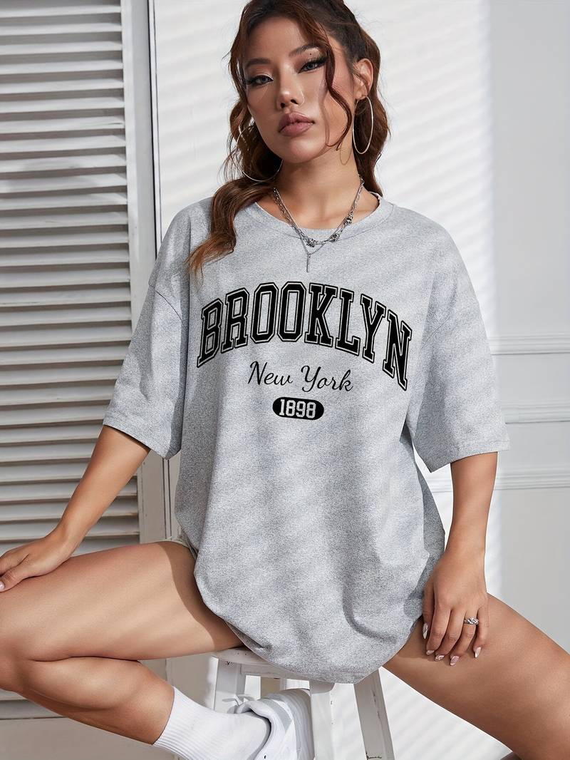 T-shirt Femme Imprimé Brooklyn Coupe Décontractée 100% Coton-4