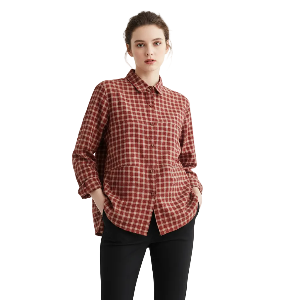 Chemisier printanière patchwork à manches longues pour femme