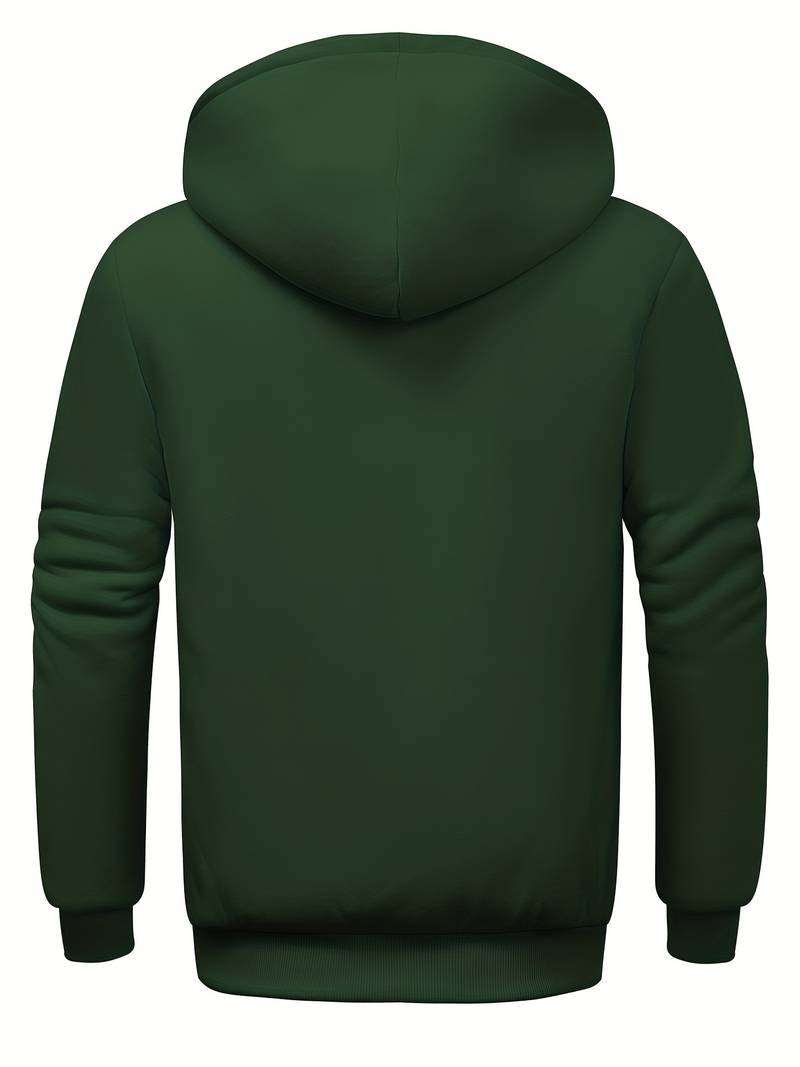 Sweat à Capuche Homme Monochrome Zippé en Mélange de Coton et Polyester-3