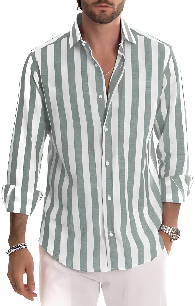 Chemise Homme Rayée Décontractée en Coton Doux 6