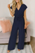 Variant image for Combinaison Femme Chic Pantalon Large Col en V Tissu Léger-5