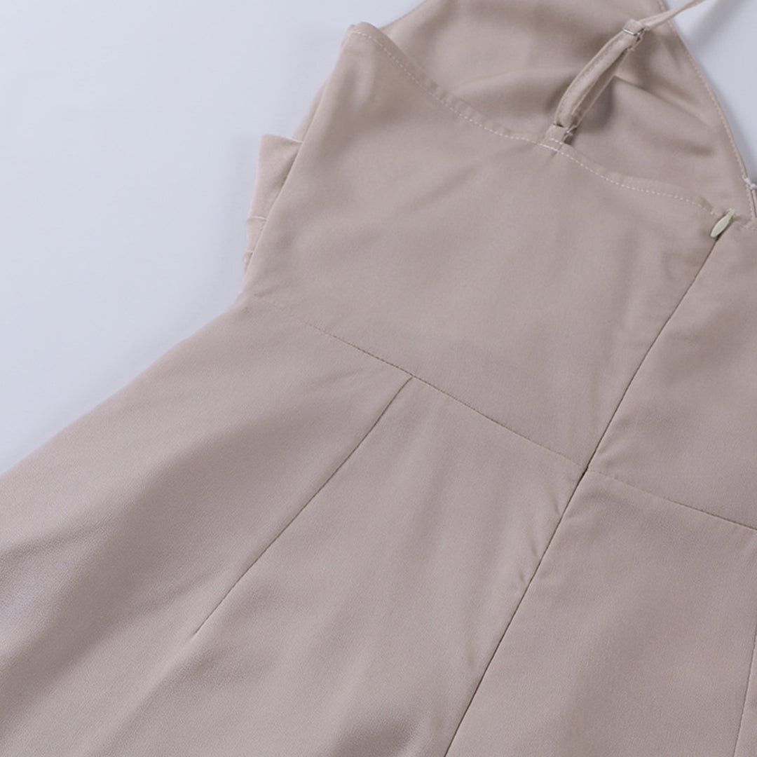 Robe Femme Midi Drapée Dos Nu Polyester Élégante 6