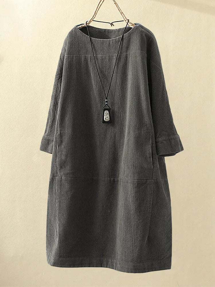 Variant image for Robe Longue Femme Velours Élégante à Manches Longues-7