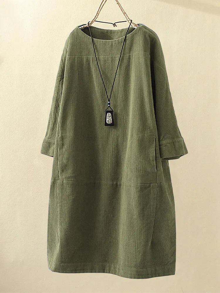Variant image for Robe Longue Femme Velours Élégante à Manches Longues-19