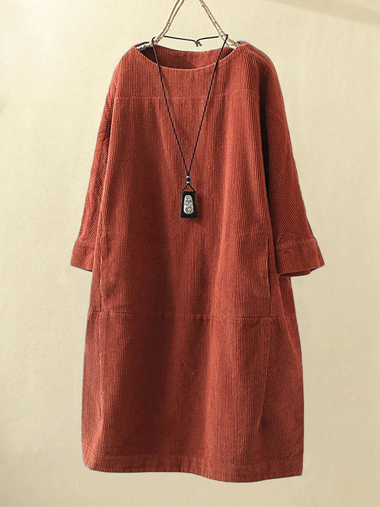 Variant image for Robe Longue Femme Velours Élégante à Manches Longues-25