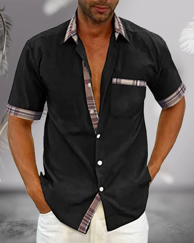 Variant image for Chemise Homme Manche Courte Élégante en Tissu Respirant-9