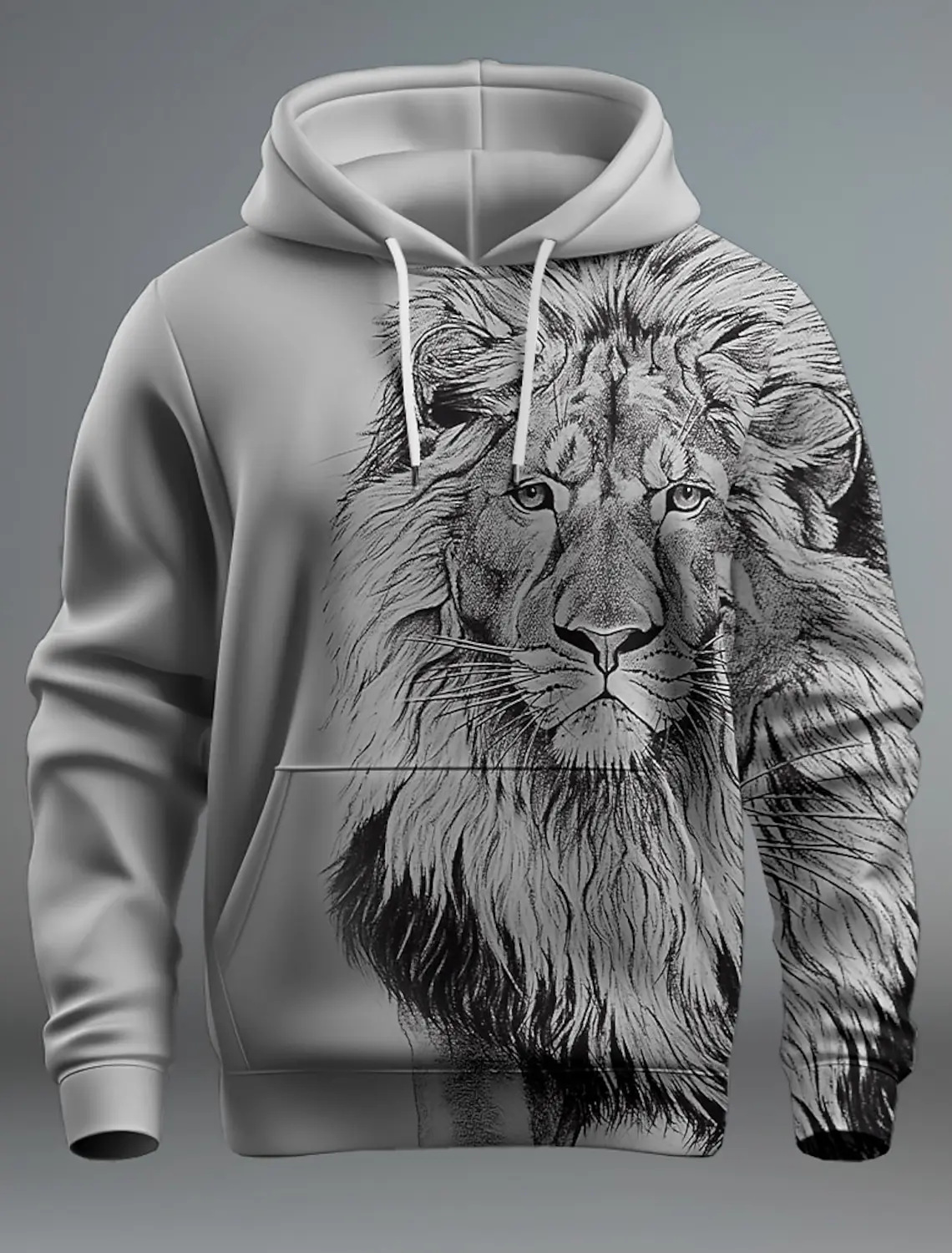 Variant image for Sweat à Capuche Homme Design Lion Élégant en Coton et Polyester-1