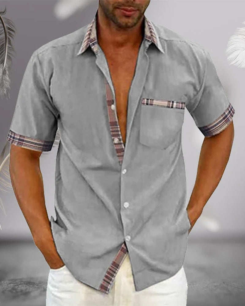 Chemise Homme Manche Courte Élégante en Tissu Respirant 1