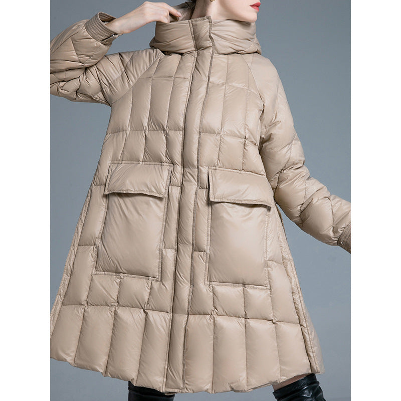 Manteau d&#39;hiver en duvet pour femme avec poches