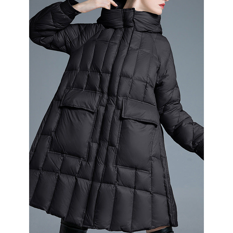 Manteau d'hiver en duvet pour femme avec poches