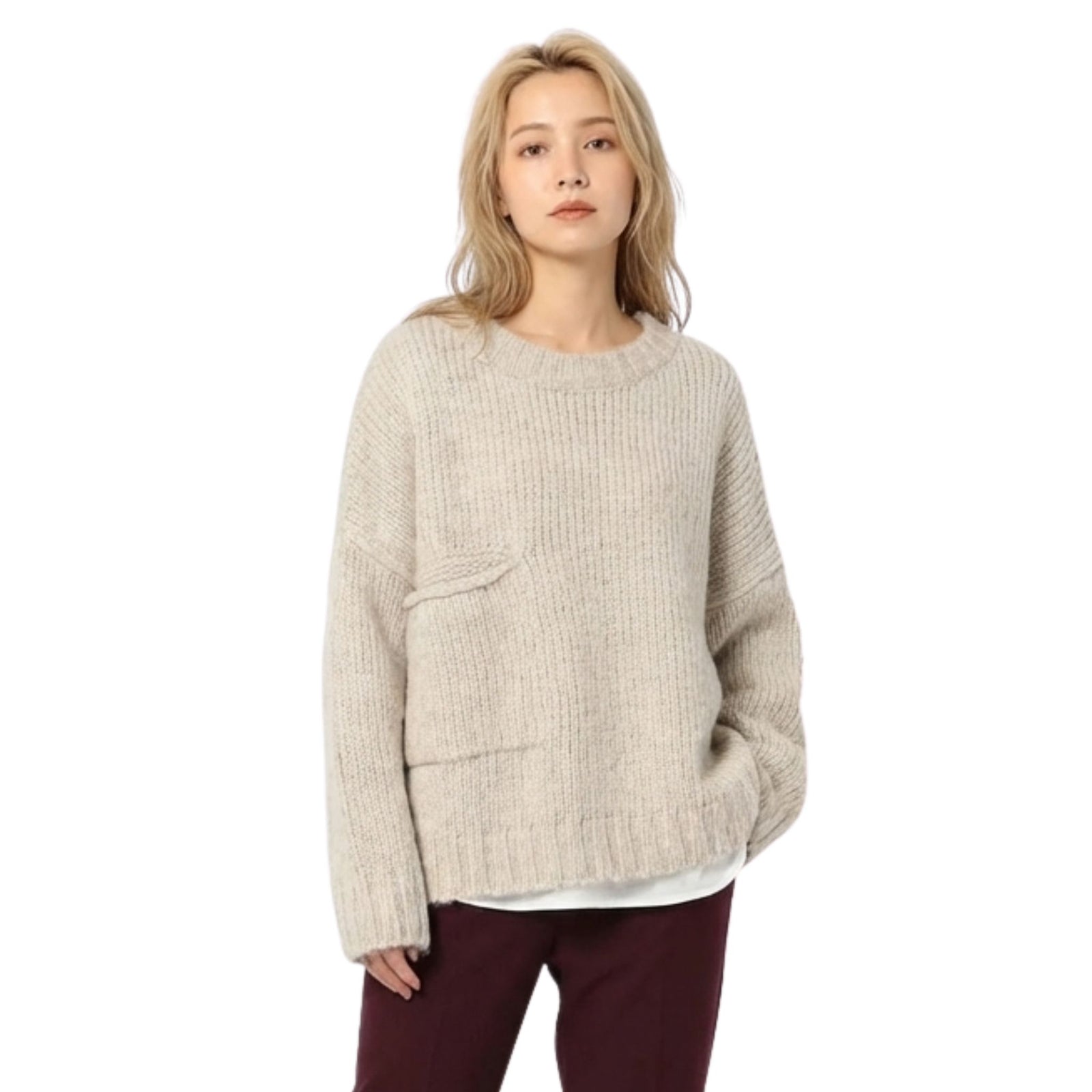 Pull Ample à Manches Longues avec Poche