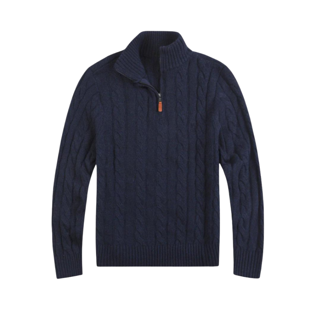 Pull Homme Décontracté avec Demi-Fermeture Éclair en Polyester Doux 1