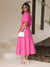 Robe Longue Femme Col en V Manches Bouffantes Élégante Polyester-6