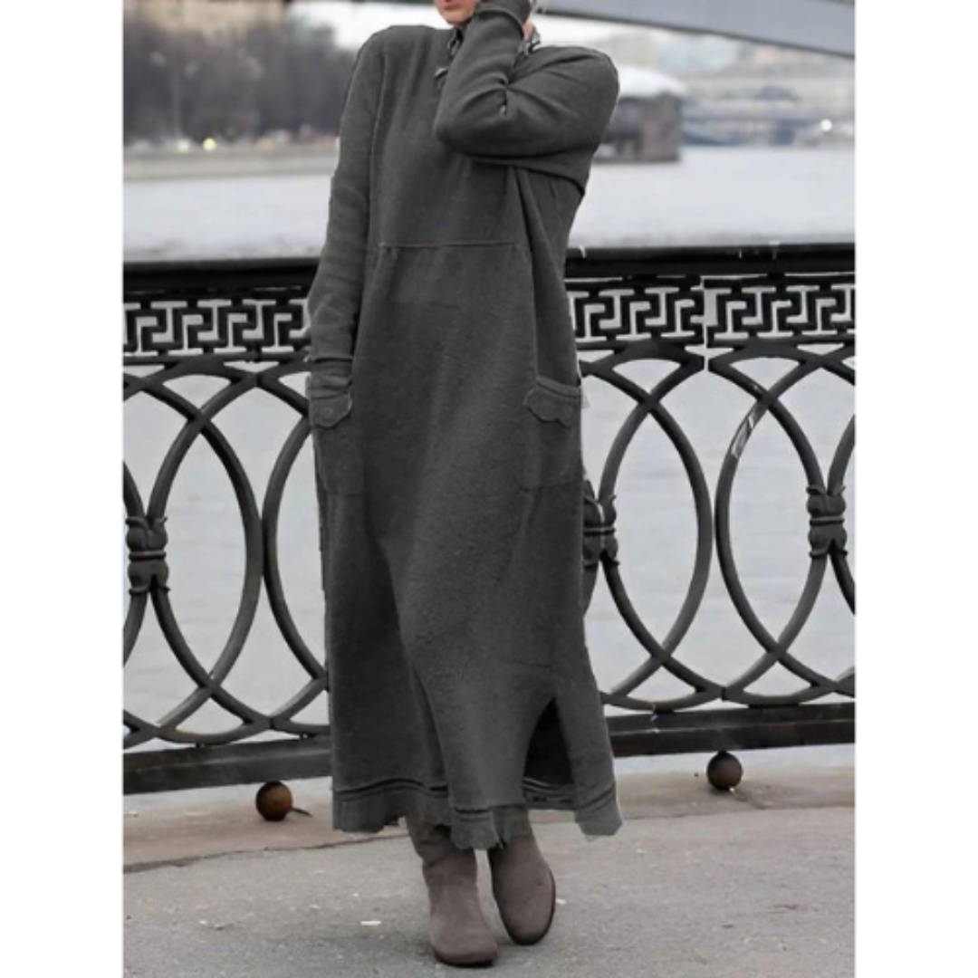 Robe Longue Femme Élégante en Tissu Doux Ajustement Décontracté-1