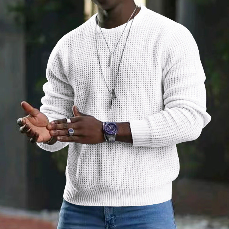 Pull Homme Long Décolleté Circulaire Coton Confortable-2